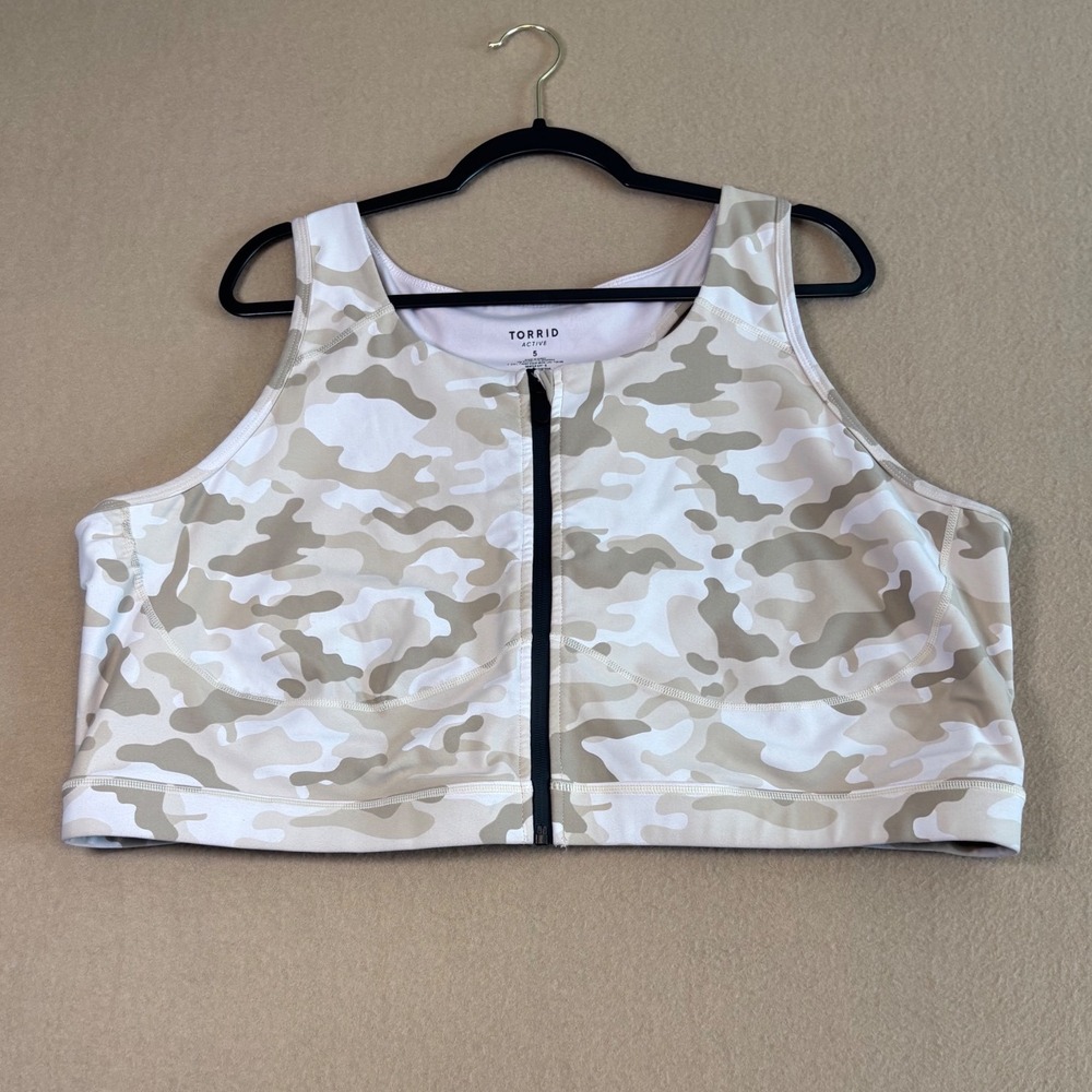 Torrid Active Womens Plus Size 5 Camo Front Zip Racerback Sports Bra Camouflage
